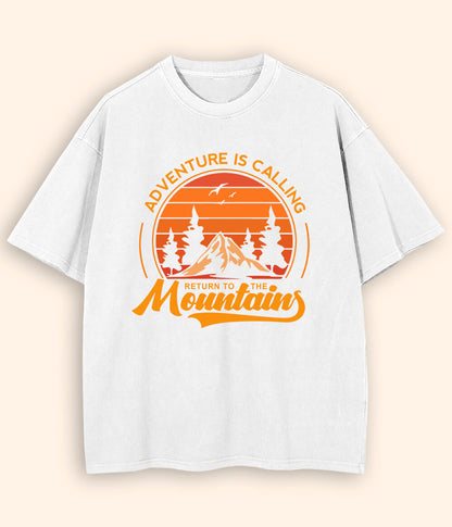 Oversized Mountains White T-Shirt (Unisex)