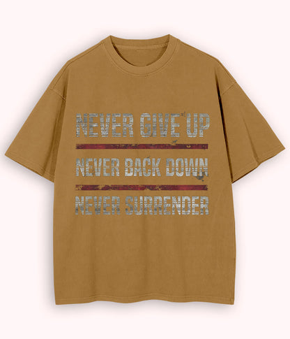 Beige Oversized Never Surrender T-Shirt (Unisex)