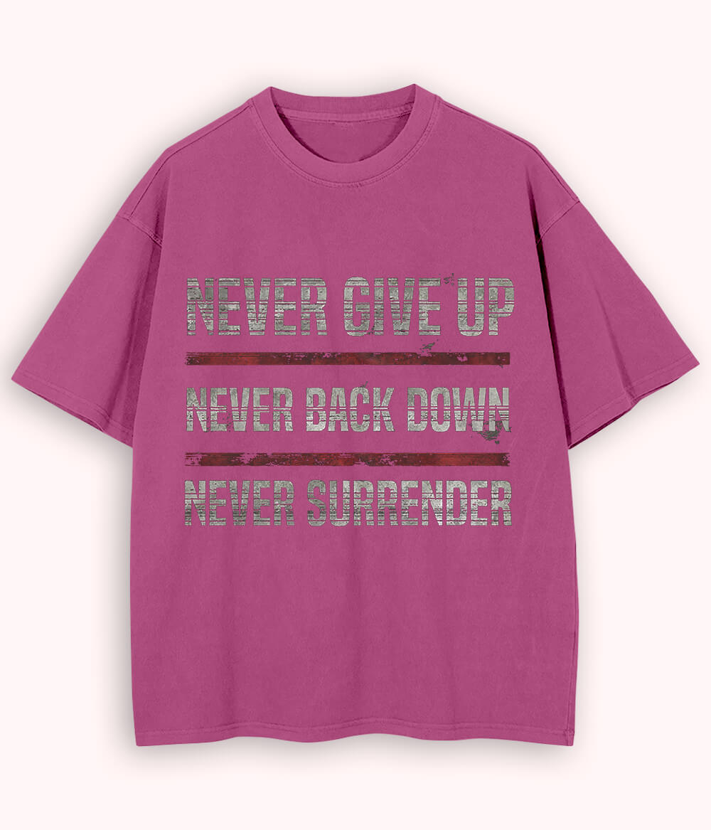 Light Purple Oversized Never Surrender T-Shirt (Unisex)