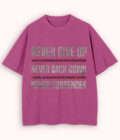 Light Purple Oversized Never Surrender T-Shirt (Unisex)