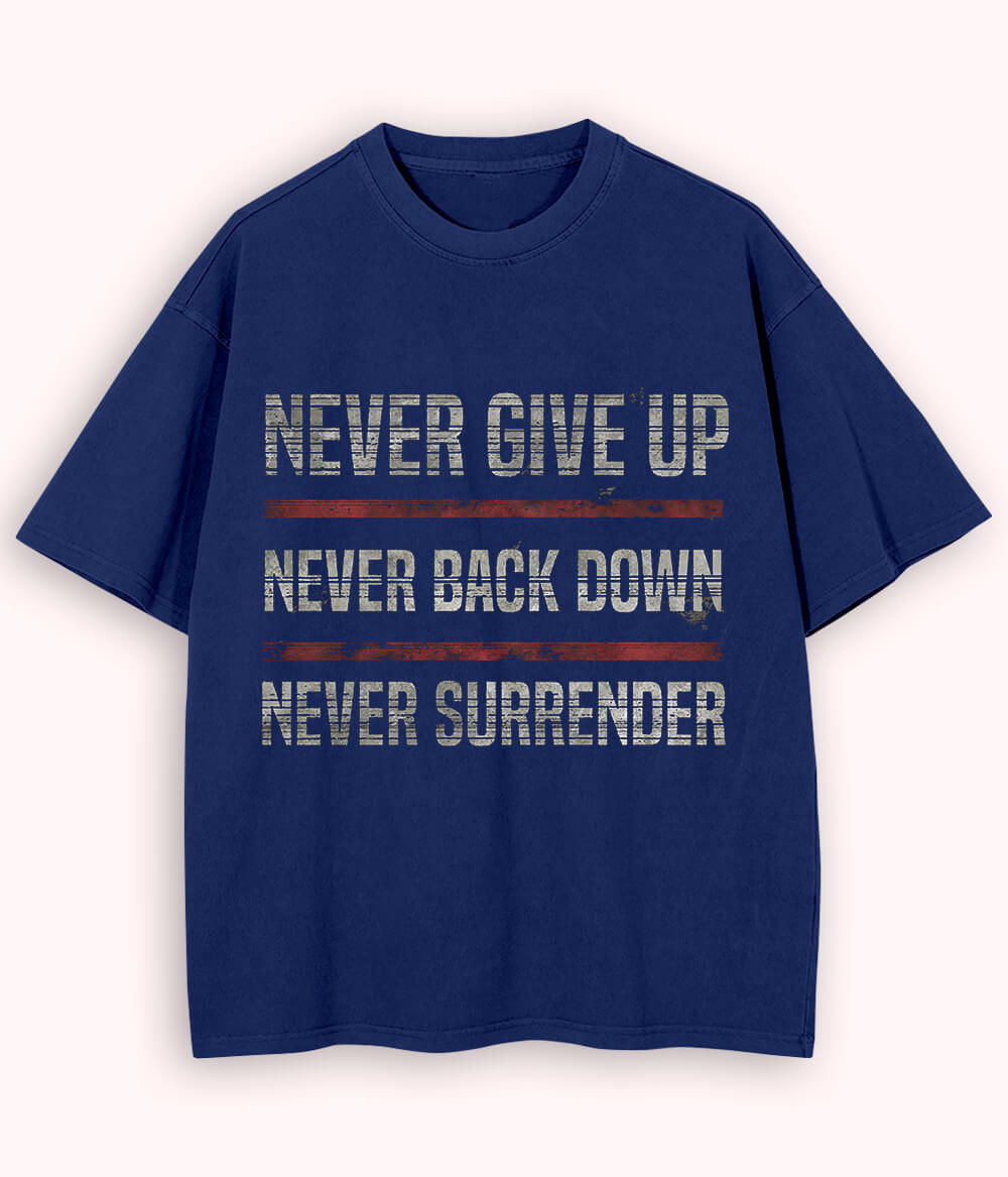 Navy Oversized Never Surrender T-Shirt (Unisex)