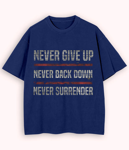 Navy Oversized Never Surrender T-Shirt (Unisex)
