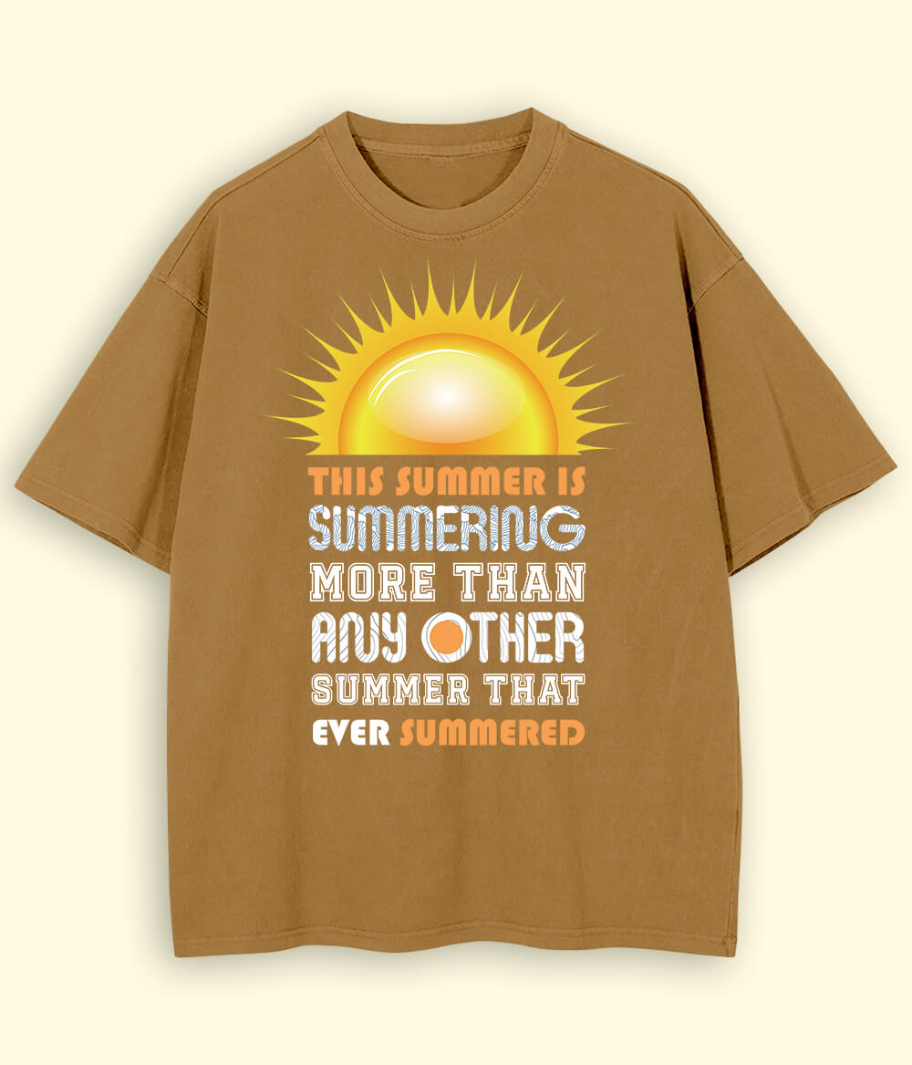 Beige Oversized Summer Fun T-Shirt (Unisex)
