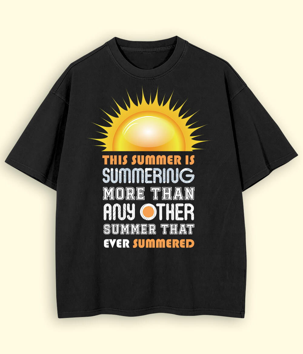 Black Oversized Summer Fun T-Shirt (Unisex)