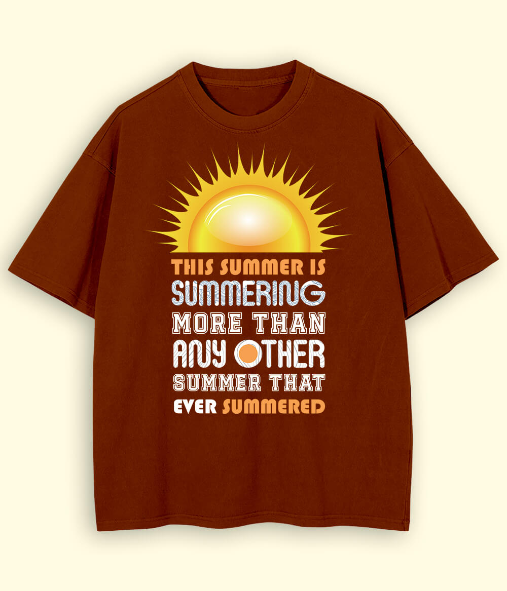 Brown Oversized Summer Fun T-Shirt (Unisex)