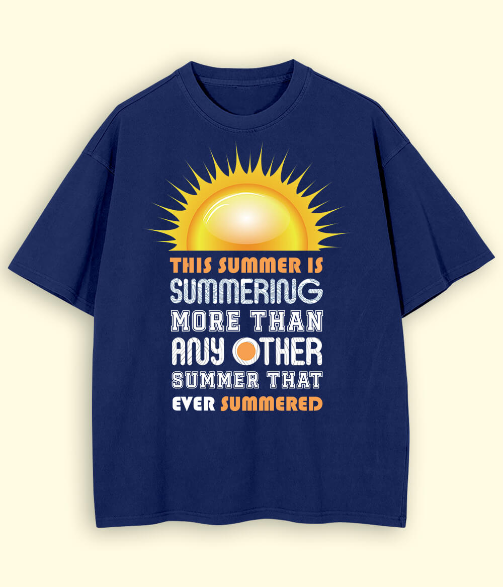 Navy Oversized Summer Fun T-Shirt (Unisex)