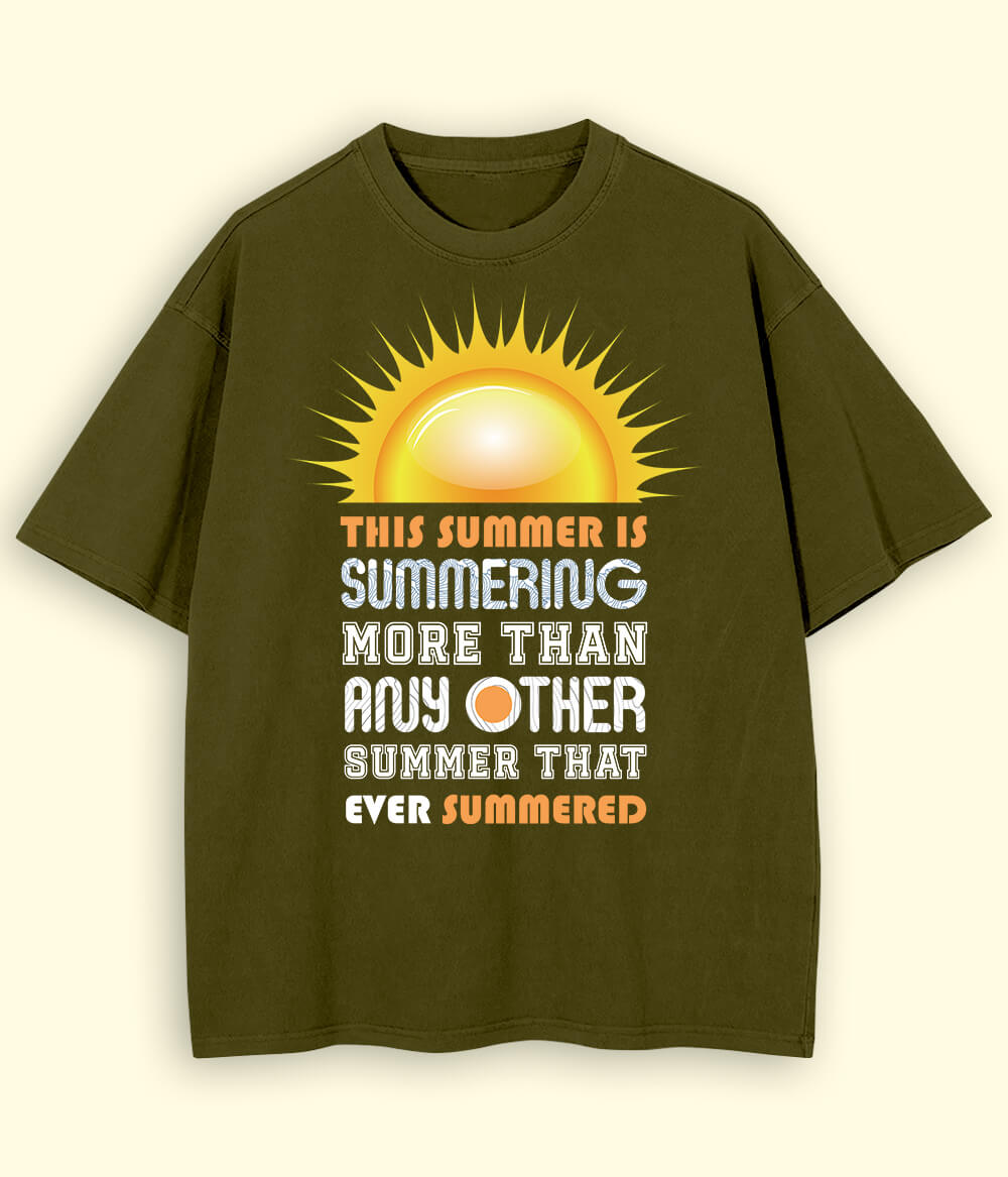 Olive Green Oversized Summer Fun T-Shirt (Unisex)