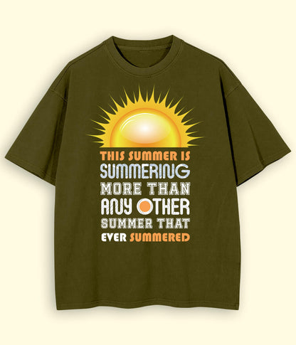 Olive Green Oversized Summer Fun T-Shirt (Unisex)