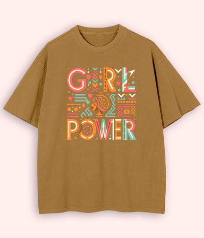 Beige Oversized Women Power T-Shirt