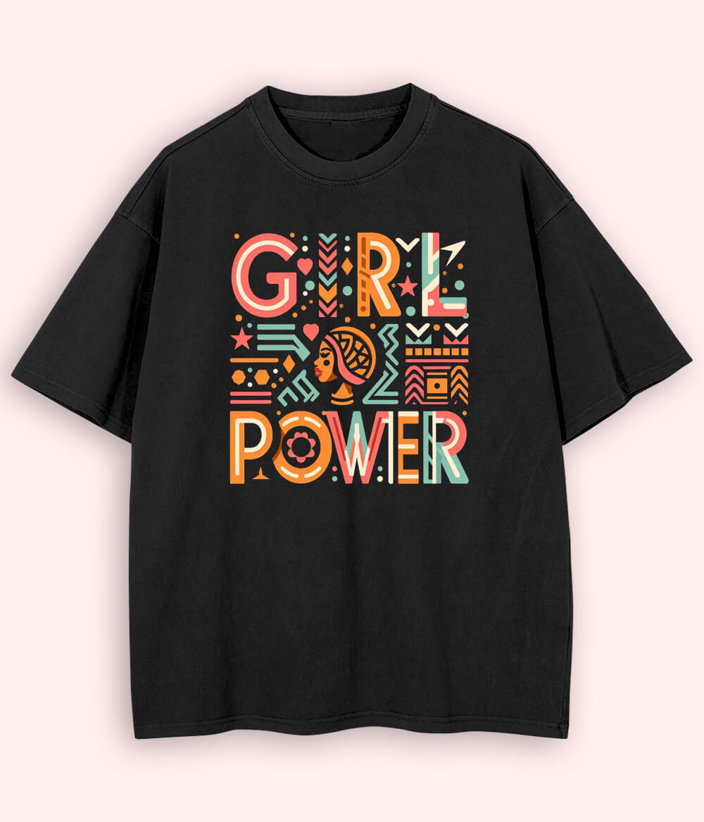 Black Oversized Women Power T-Shirt