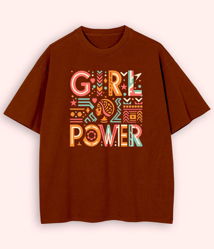 Brown Oversized Women Power T-Shirt