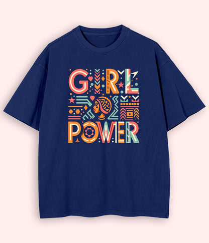 Navy Oversized Women Power T-Shirt