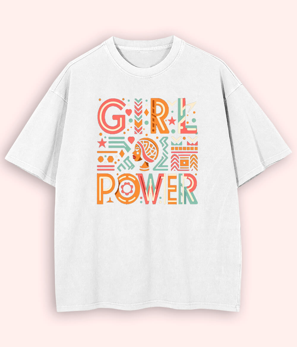White Oversized Women Power T-Shirt