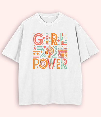 White Oversized Women Power T-Shirt