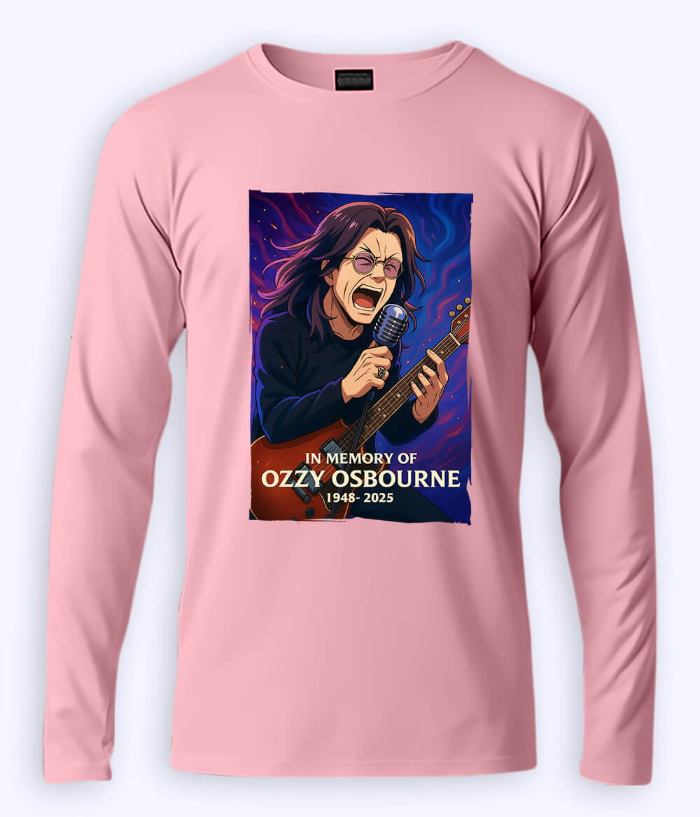 Light Pink Ozzy Osbourne Fan Long Sleeve T-Shirt (Unisex)