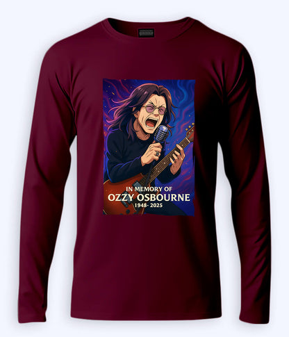 Maroon Ozzy Osbourne Fan Long Sleeve T-Shirt (Unisex)