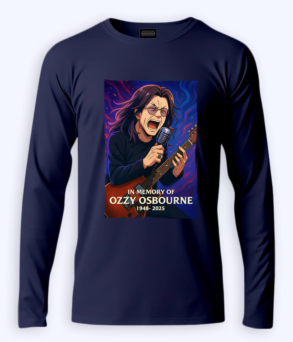 Navy Ozzy Osbourne Fan Long Sleeve T-Shirt (Unisex)
