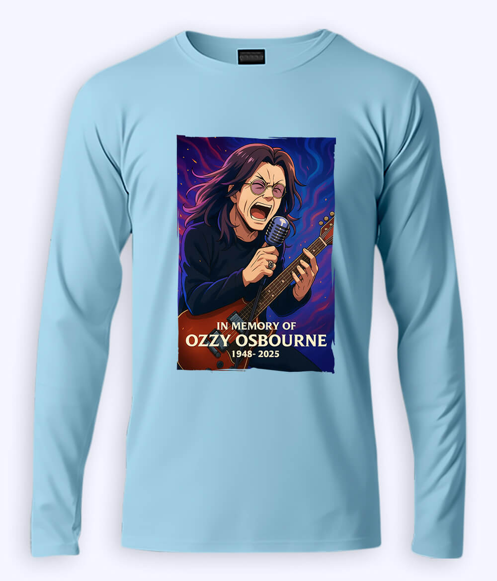 Sky Blue Ozzy Osbourne Fan Long Sleeve T-Shirt (Unisex)
