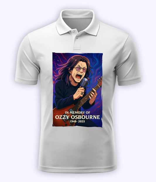 White Ozzy Osbourne Fan Polo T-Shirt