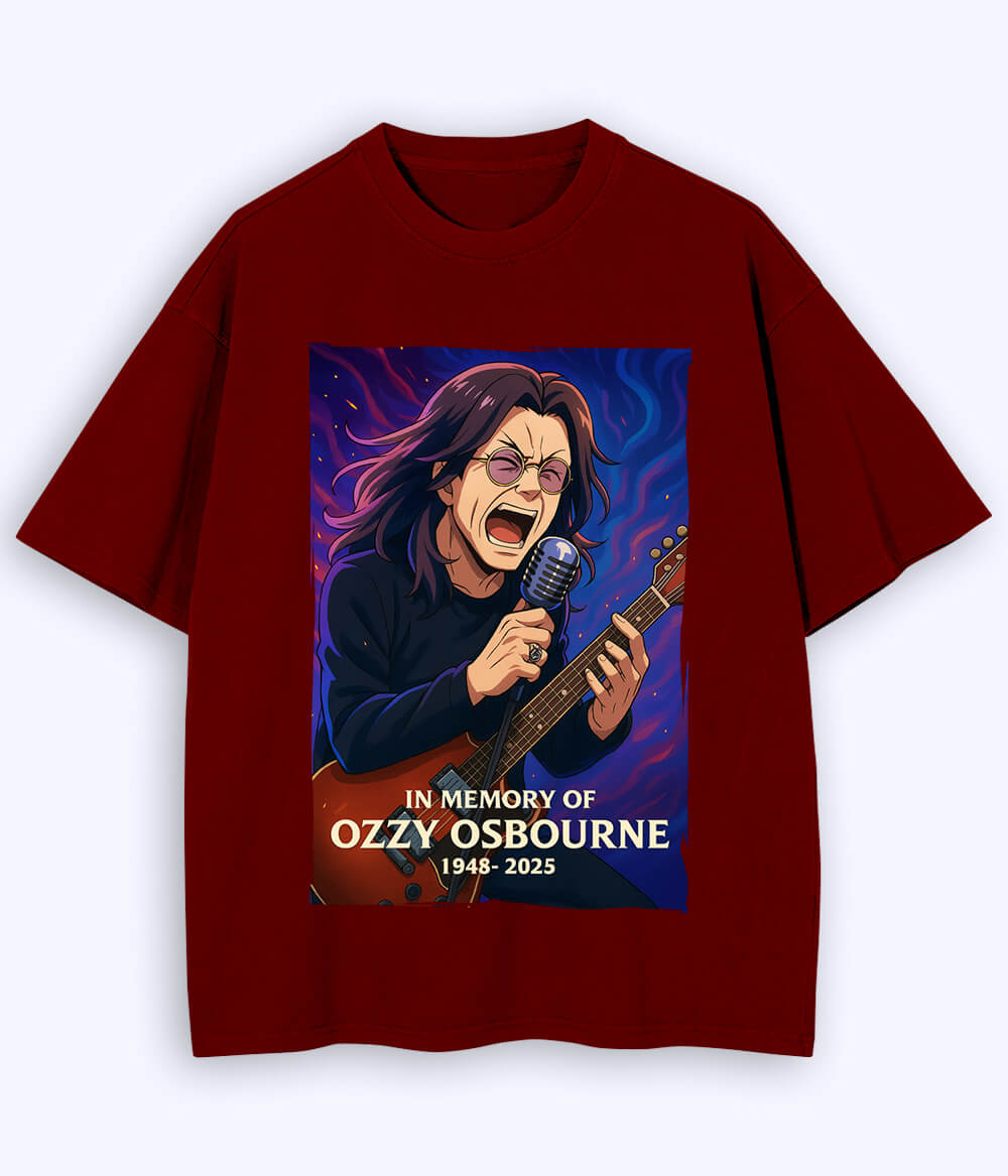 Maroon Ozzy Osbourne Oversized T-Shirt (Unisex)