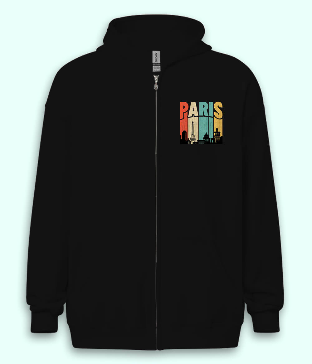 Paris France with The Eiffel Tower Zipper Hoodie (Unisex)