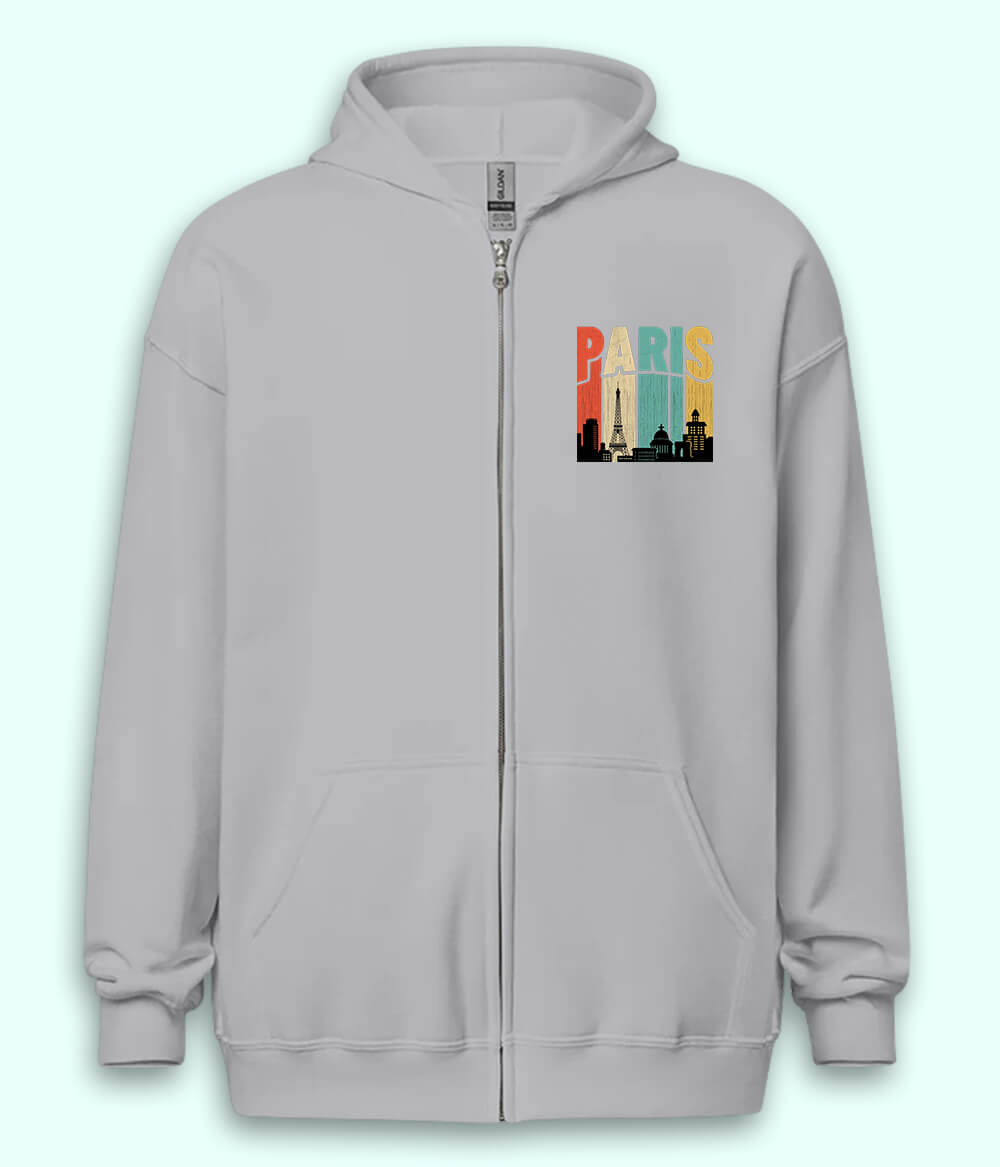 Paris France with The Eiffel Tower Zipper Hoodie (Unisex)