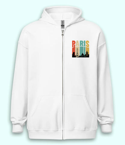 Paris France with The Eiffel Tower Zipper Hoodie (Unisex)