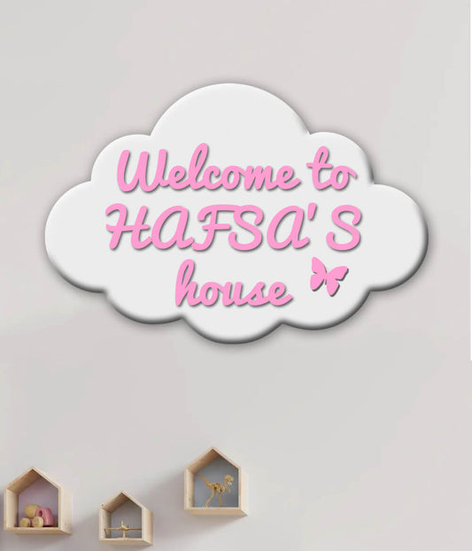 Personalized Cloud Hanging Sign of Baby Girl Name