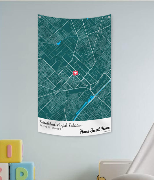 Personalized Faisalabad Street Map Wall Decor