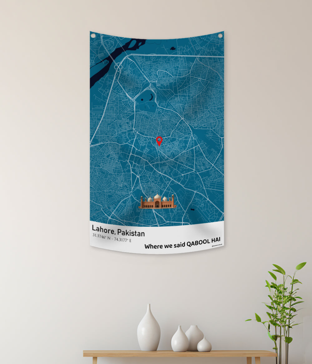 Personalized Lahore City Map Wall Tapestry