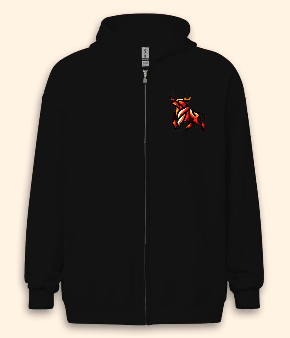 Powerful Bull Zipper Hoodie (Unisex)