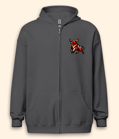 Powerful Bull Zipper Hoodie (Unisex)