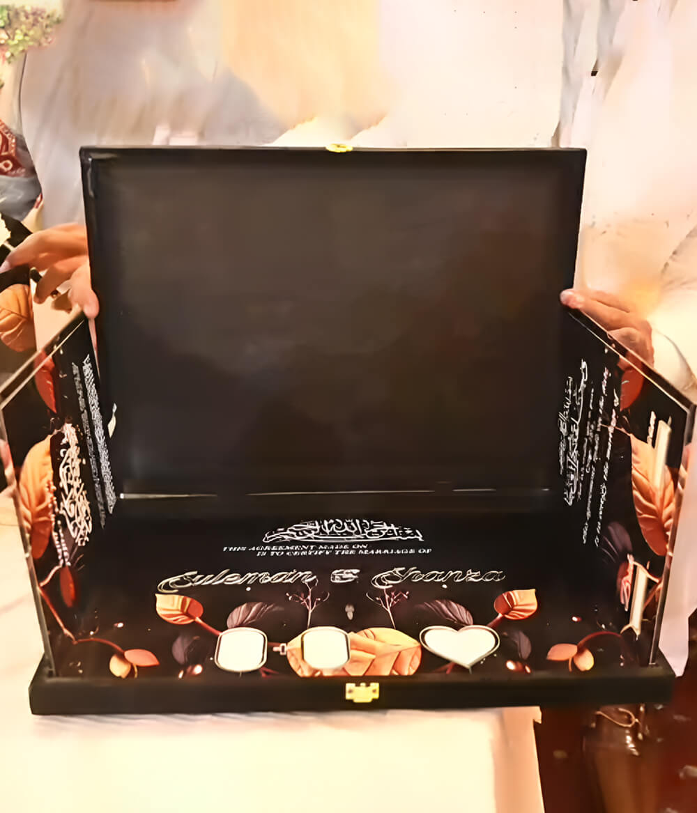 Premium Foldable Velvet Nikkah Booklet with Velvet Box