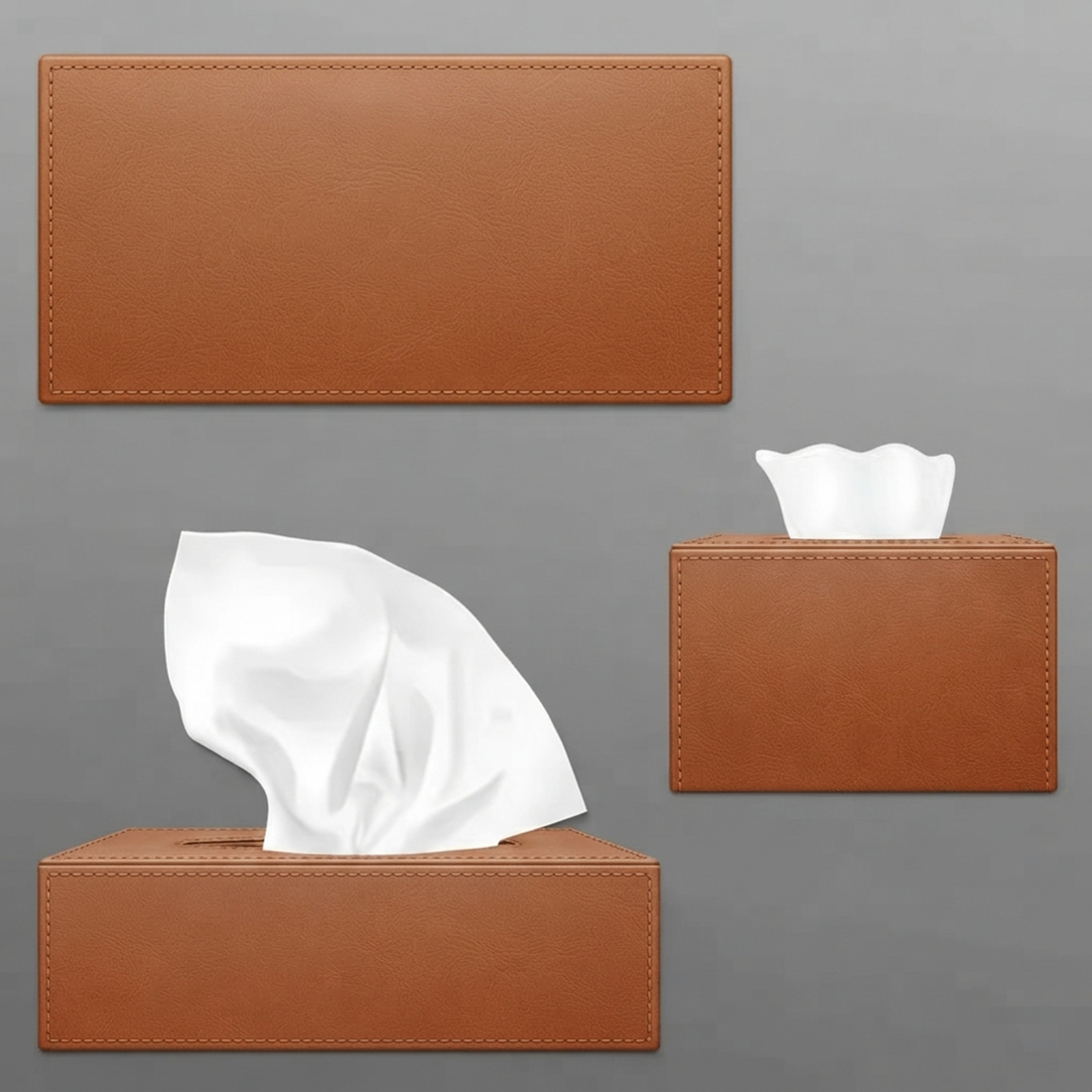 Personalized Premium Leather Tissue Box Holder or Cover with Logo Text