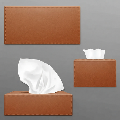 Personalized Premium Leather Tissue Box Holder or Cover with Logo Text