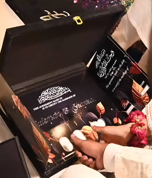 Premium Foldable Velvet Nikkah Booklet with Velvet Box