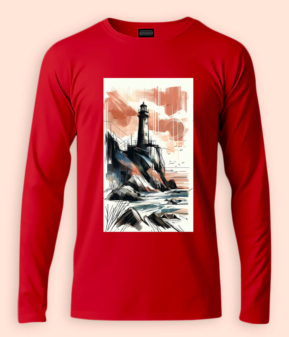 Beach Lighthouse Long Sleeve T-Shirt (Unisex)