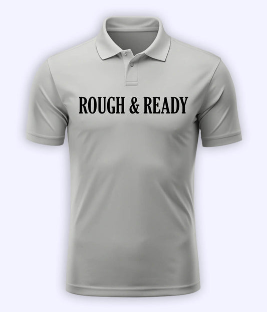 Heather Grey Rough and Ready Polo T-Shirt