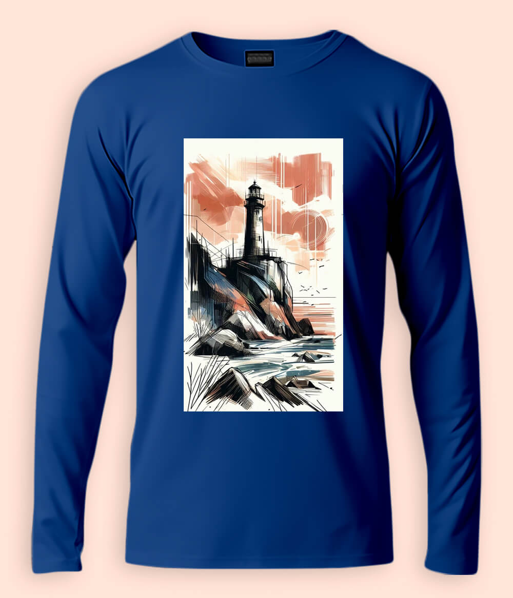 Beach Lighthouse Long Sleeve T-Shirt (Unisex)