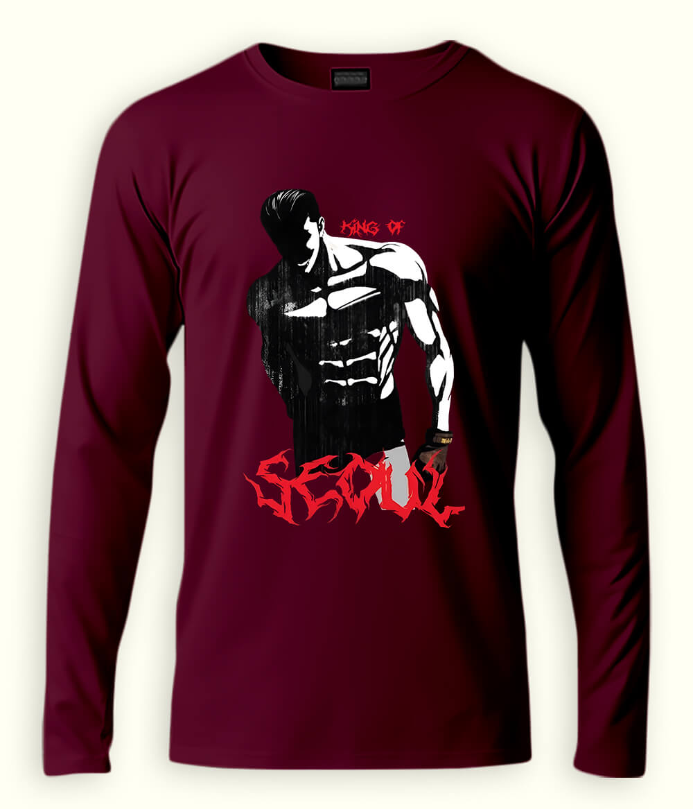Maroon SEOUL Long Sleeve T-Shirt