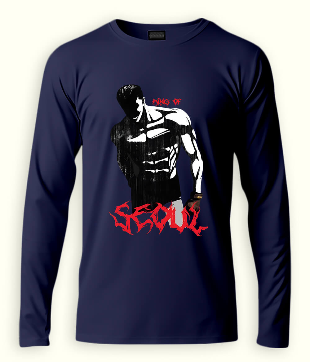Navy SEOUL Long Sleeve T-Shirt