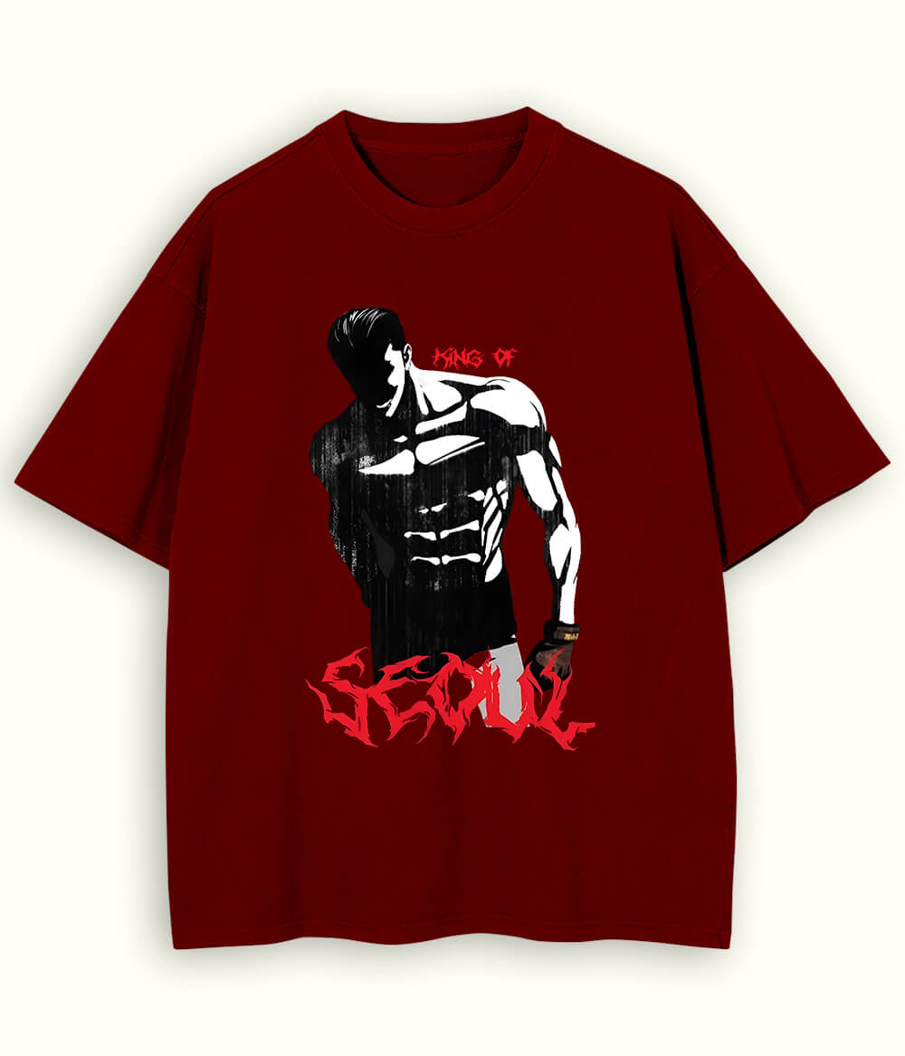 Maroon SEOUL Oversized T-Shirt