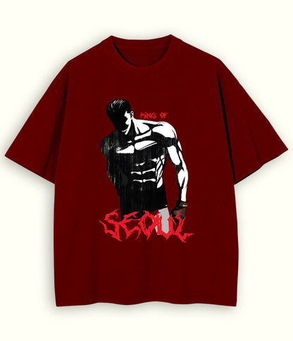 Maroon SEOUL Oversized T-Shirt