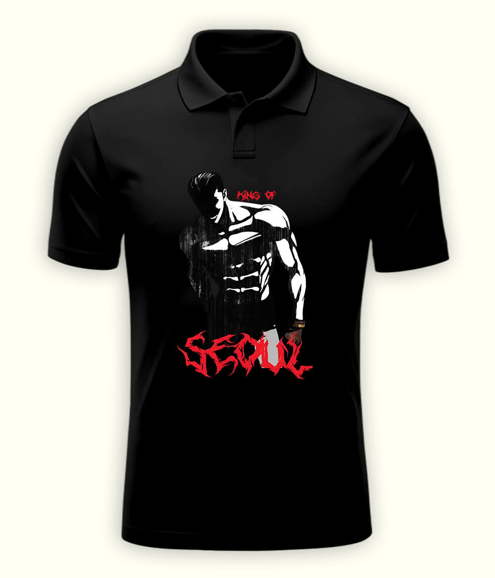 Black SEOUL Polo T-Shirt