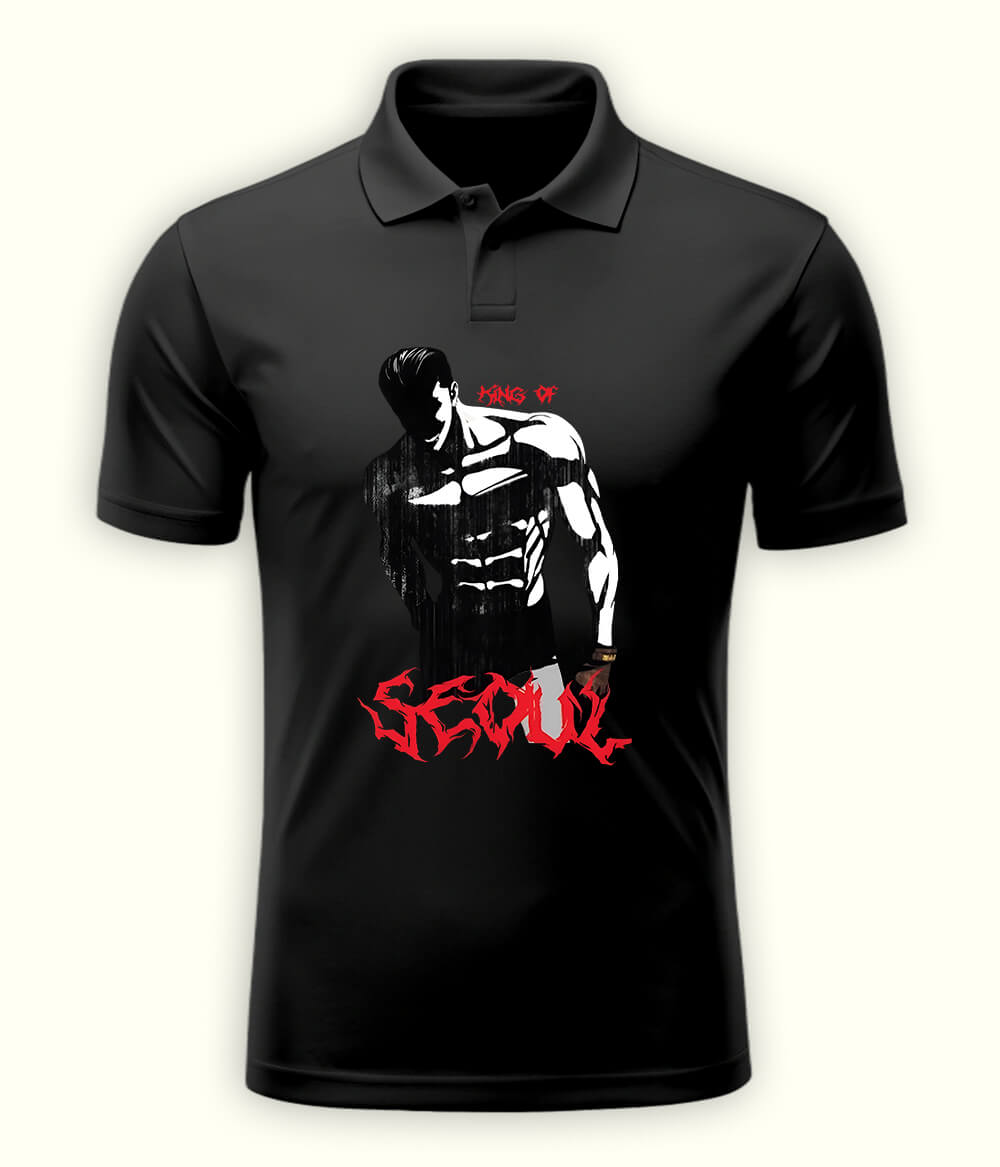 Charcoal Grey SEOUL Polo T-Shirt