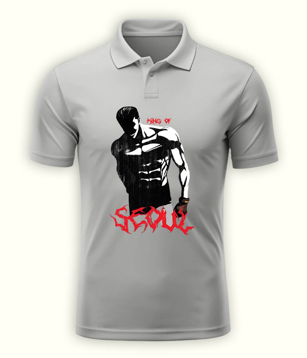 Heather Grey SEOUL Polo T-Shirt