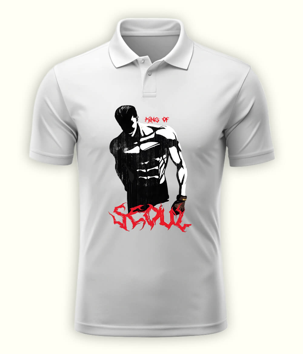 White SEOUL Polo T-Shirt