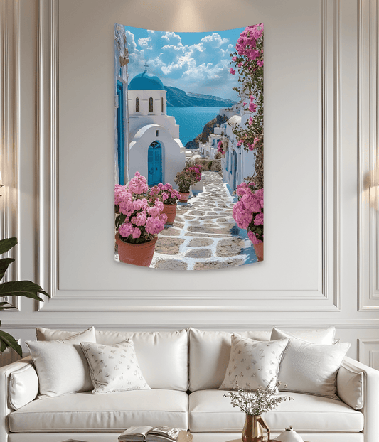 Santorini Greece Landscape Tapestry