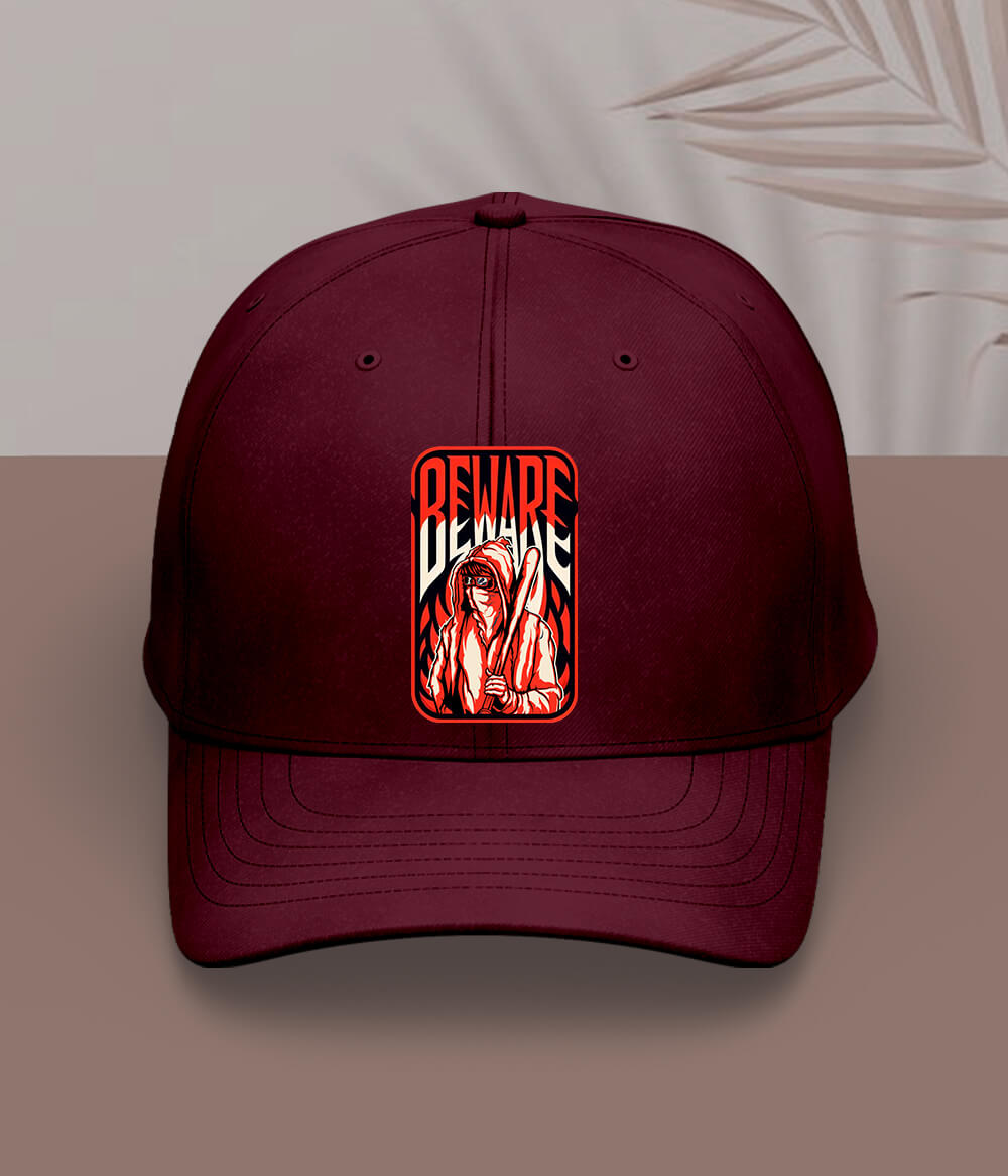 Maroon Spooky Halloween Cap