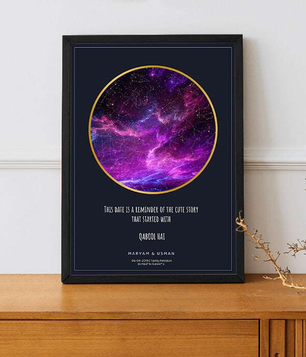 Lavender Star Map Frame | Wall Art Gift 